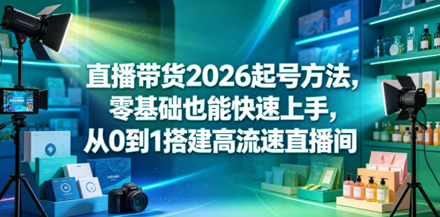 直播带货2026起号方法，零基础也能快速上手，从0到1搭建高流速直播间-hcnxn