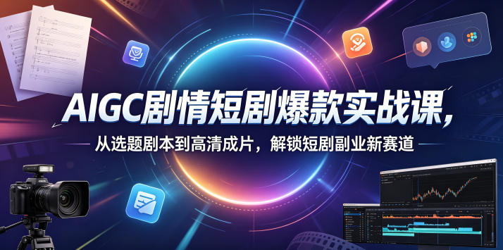 AIGC剧情短剧爆款实战课，从选题剧本到高清成片，解锁短剧副业新赛道-hcnxn