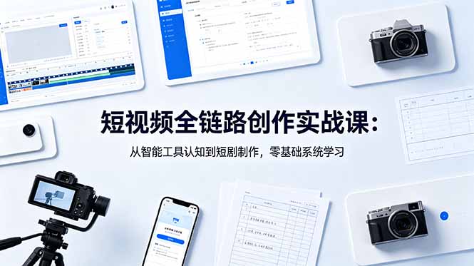 短视频全链路创作实战课：从智能工具认知到短剧制作，零基础系统学习-hcnxn