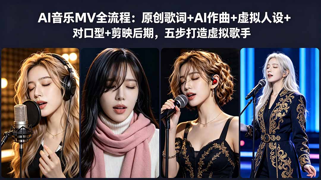 AI音乐MV全流程：原创歌词+AI作曲+虚拟人设+对口型+剪映后期，五步打造虚拟歌手-hcnxn