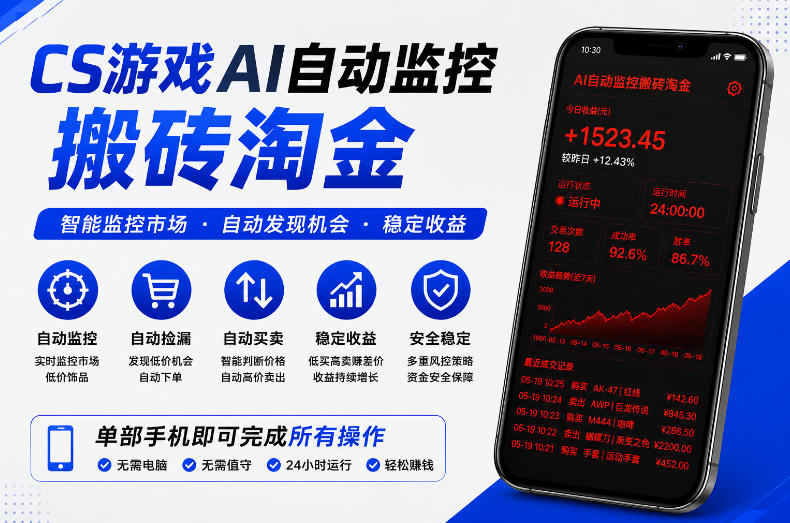 CS游戏AI自动监控搬砖淘金，稳定运行多年，支持任何形式验证，日入300+【揭秘】-hcnxn