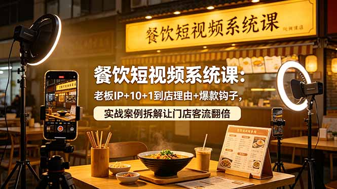 餐饮短视频系统课：老板IP+10+1到店理由+爆款钩子，实战案例拆解让门店客流翻倍-hcnxn