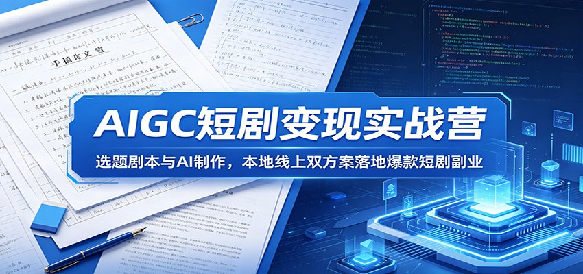 AIGC短剧变现实战营：选题剧本与AI制作，本地线上双方案落地爆款短剧副业-hcnxn