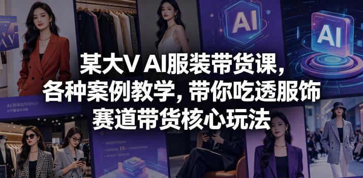 某大V AI服装带货课，各种案例教学，带你吃透服饰赛道带货核心玩法-hcnxn