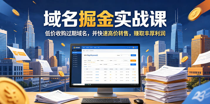 域名交易掘金实战课，低价收购过期域名，并快速高价转售，賺取丰厚利润【原创双语字幕】-hcnxn