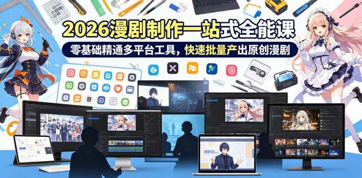 2026 AI漫剧制作一站式全能课，零基础精通多平台工具，快速批量产出原创漫剧-hcnxn