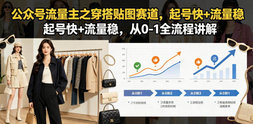公众号流量主之穿搭贴图赛道，起号快+流量稳，从0-1全流程讲解-hcnxn