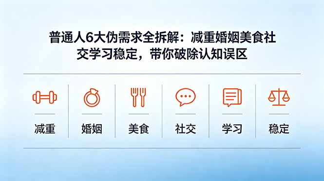 付费文章：普通人6大伪需求全拆解：减重婚姻美食社交学习稳定，带你破除认知误区-hcnxn