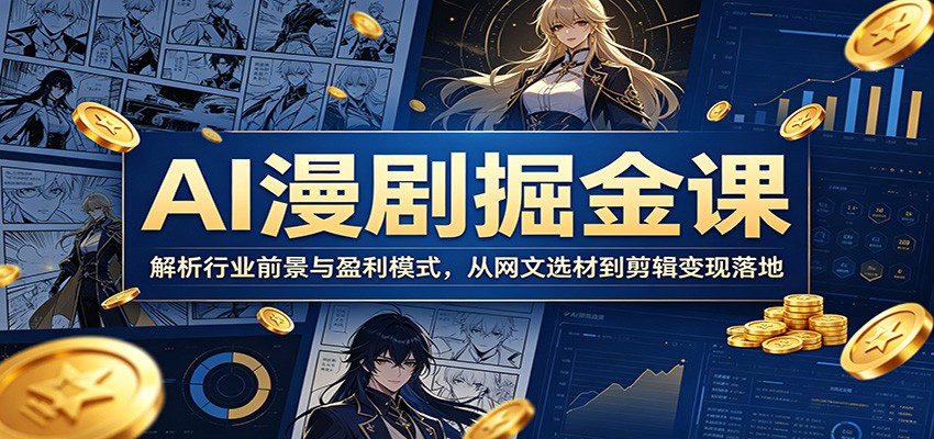 AI漫剧掘金课：解析行业前景与盈利模式，从网文选材到剪辑变现落地-hcnxn