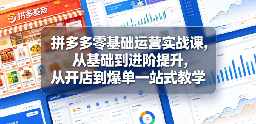 拼多多零基础运营实战课，从基础到进阶提升，从开店到爆单一站式教学-hcnxn