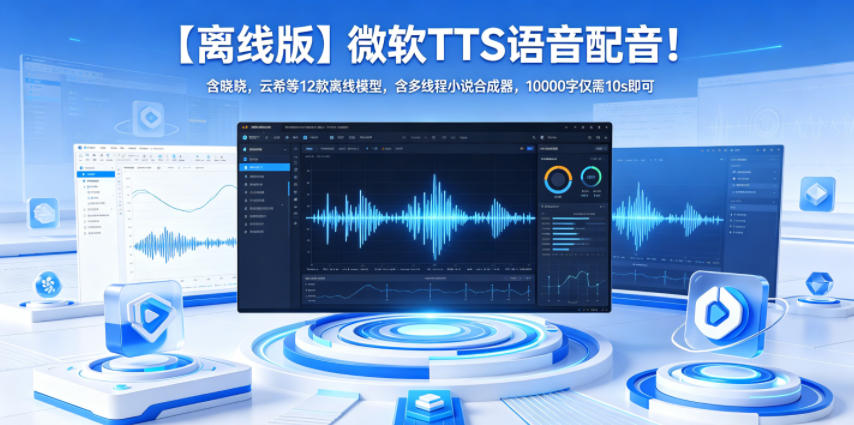 【离线版】微软TTS语音配音！含晓晓，云希等12款离线模型，含多线程小说合成器，10000字仅需10s即可-hcnxn