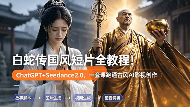 白蛇传-国风短片全教程！ChatGPT+Seedance2.0，一套课跑通古风AI影视创作-hcnxn