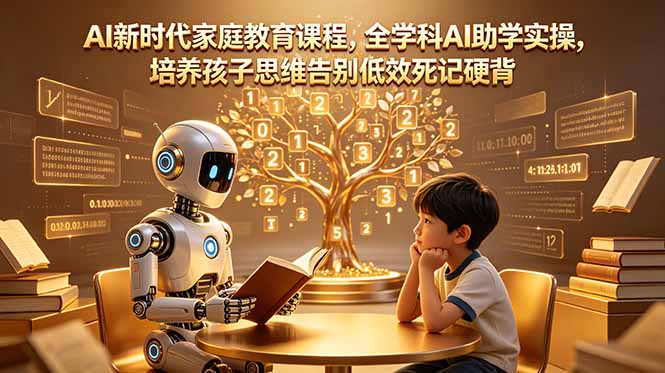 AI新时代家庭教育课程，全学科AI助学实操，培养孩子思维告别低效死记硬背-hcnxn