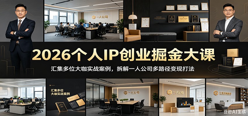 2026个人IP创业掘金大课：汇集多位大咖实战案例，拆解一人公司多路径变现打法-hcnxn