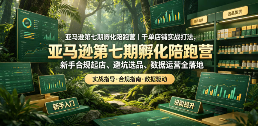 亚马逊第七期孵化陪跑营｜千单店铺实战打法，新手合规起店、避坑选品、数据运营全落地-hcnxn