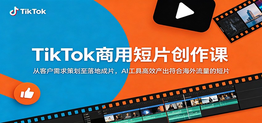 TikTok商用短片创作课：从客户需求策划至落地成片，AI工具高效产出符合海外流量的短片-hcnxn
