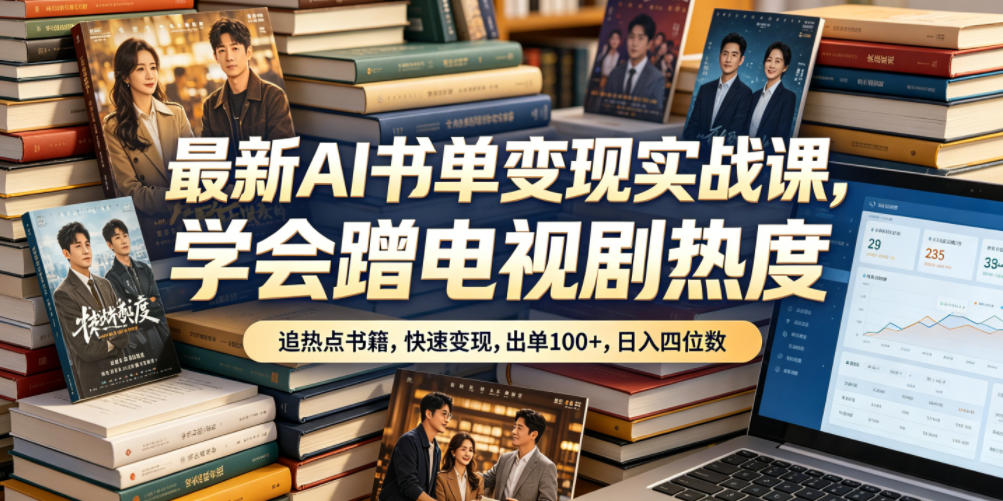 最新AI书单变现实战课，学会蹭电视剧热度，追热点书籍，快速变现，出单100+，日入四位数-hcnxn