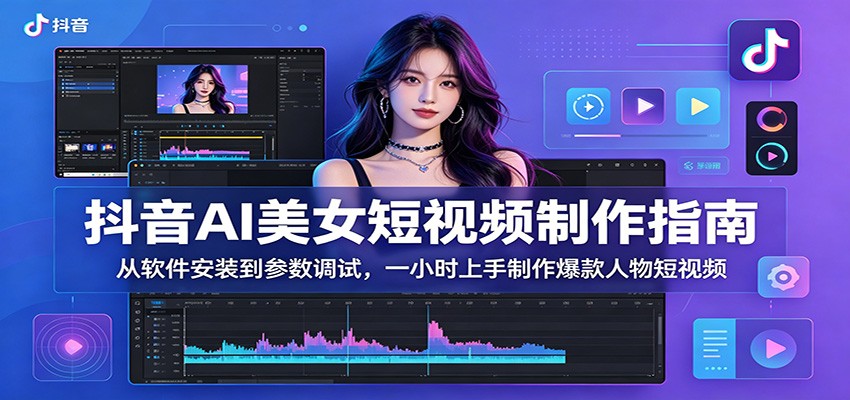 抖音AI美女短视频制作指南：从软件安装到参数调试，一小时上手制作爆款人物短视频-hcnxn