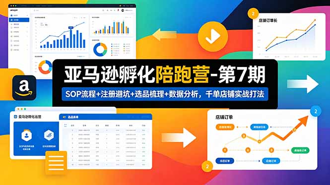 亚马逊孵化陪跑营-第7期：SOP流程+注册避坑+选品梳理+数据分析，千单店铺实战打法-hcnxn