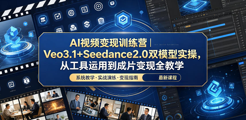 AI视频变现训练营｜Veo3.1+Seedance2.0双模型实操，从工具运用到成片变现全教学-hcnxn