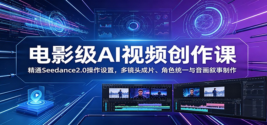 电影级AI视频创作课：精通Seedance2.0操作设置，多镜头成片、角色统一与音画叙事制作-hcnxn