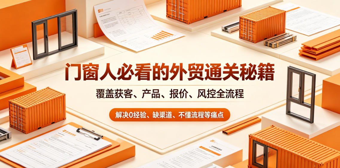 门窗人必看的外贸通关秘籍，块覆盖获客、产品、报价、风控全流程，解决0经验、缺渠道、不懂流程等痛点-hcnxn