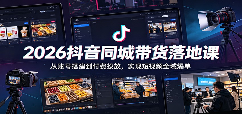 2026抖音同城带货落地课：从账号搭建到付费投放，实现短视频全域爆单-hcnxn