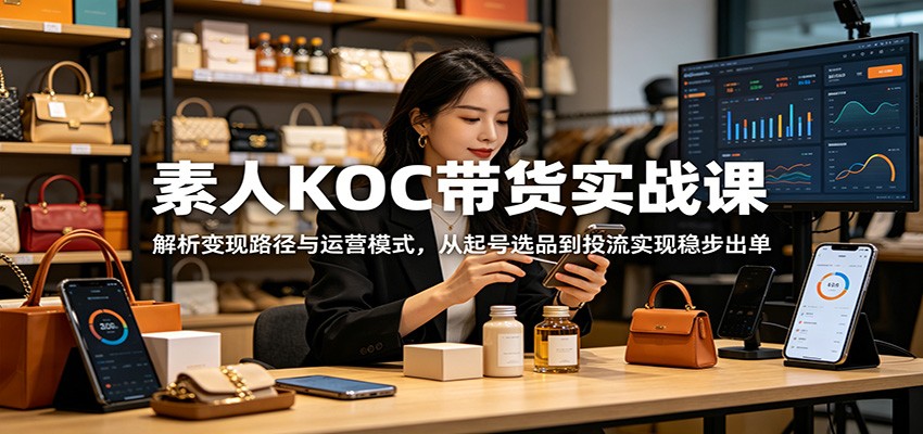 素人KOC带货实战课：解析变现路径与运营模式，从起号选品到投流实现稳步出单-hcnxn