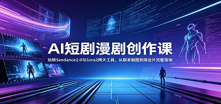AI短剧漫剧创作课：玩转Seedance2.0与 Sora2两大工具，从剧本制图到商业片完整落地-hcnxn