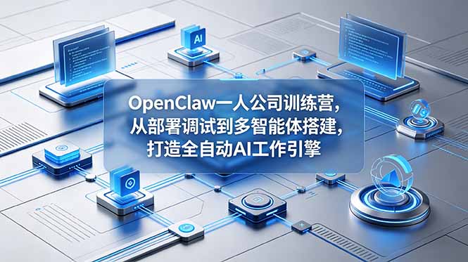 OpenClaw 一人公司训练营，从部署调试到多智能体搭建，打造全自动 AI 工作引擎-hcnxn