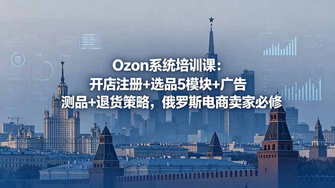 Ozon系统培训课：开店注册+选品5模块+广告测品+退货策略，俄罗斯电商卖家必修-hcnxn
