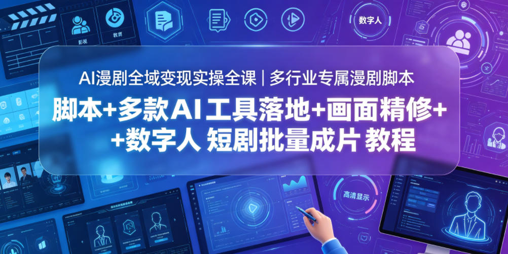 AI漫剧全域变现实操全课｜多行业专属漫剧脚本+多款AI工具落地+画面精修+数字人短剧批量成片全教程-hcnxn