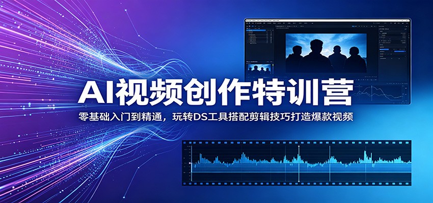 AI视频创作特训营：零基础入门到精通，玩转DS工具搭配剪辑技巧打造爆款视频-hcnxn