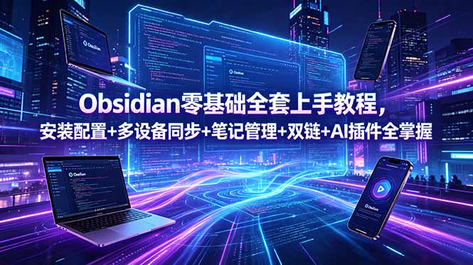Obsidian零基础全套上手教程，安装配置+多设备同步+笔记管理+双链+AI插件全掌握-hcnxn