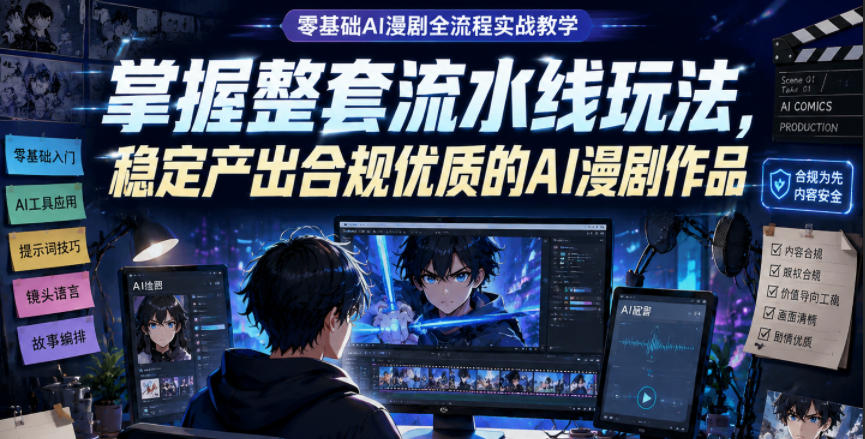 零基础AI漫剧全流程实战教学，掌握整套流水线玩法，稳定产出合规优质的AI漫剧作品-hcnxn