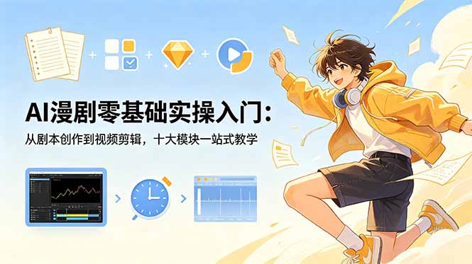 AI漫剧零基础实操入门：从剧本创作到视频剪辑，十大模块一站式教学-hcnxn
