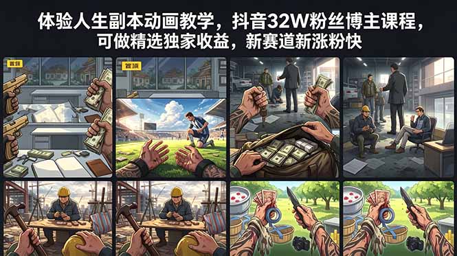 体验人生副本动画教学， 抖音32W粉丝博主课程，可做精选独家收益，新赛道新涨粉快-hcnxn