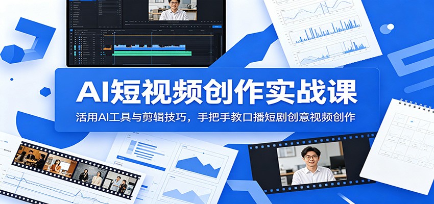 AI短视频创作实战课：活用AI工具与剪辑技巧，手把手教口播短剧创意视频创作-hcnxn