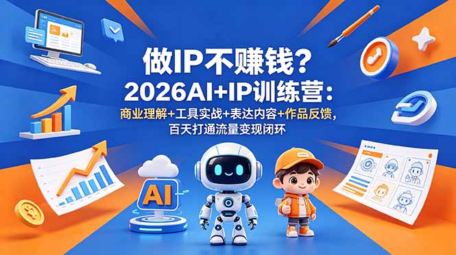 做IP不赚钱？2026AI+IP训练营：商业理解+工具实战+表达内容+作品反馈，百天打通流量变现闭环-hcnxn