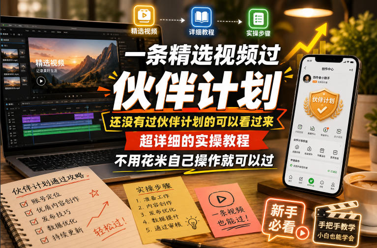 一条精选视频过伙伴计划，还没有过伙伴计划的可以看过来，超详细的实操教程，不用花米自己操作就可以过-hcnxn