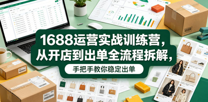 1688运营实战训练营，从开店到出单全流程拆解，手把手教你稳定出单-hcnxn