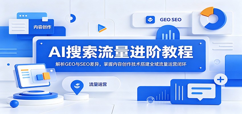 AI搜索流量进阶教程：解析GEO与SEO差异，掌握内容创作技术搭建全域流量运营闭环-hcnxn