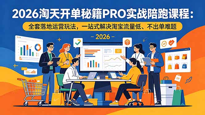 2026淘天开单秘籍PRO实战陪跑课程：全套落地运营玩法，一站式解决淘宝流量低、不出单难题-hcnxn