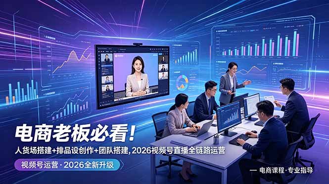电商老板必看！人货场搭建+排品设计+素材创作+团队搭建，2026视频号直播全链路运营-hcnxn
