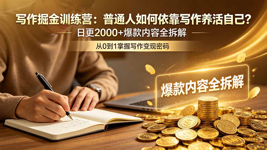 写作掘金训练营：普通人如何依靠写作养活自己？日更2000+爆款内容全拆解-hcnxn