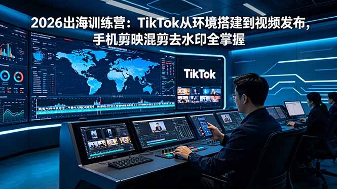 2026出海训练营：TikTok从环境搭建到视频发布，手机剪映混剪去水印全掌握-hcnxn