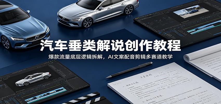 汽车垂类解说创作教程：爆款流量底层逻辑拆解，AI文案配音剪辑多赛道教学-hcnxn