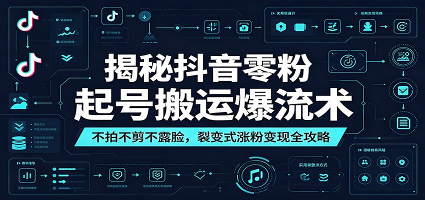 揭秘抖音零粉起号搬运爆流术：不拍不剪不露脸，裂变式涨粉变现全攻略-hcnxn