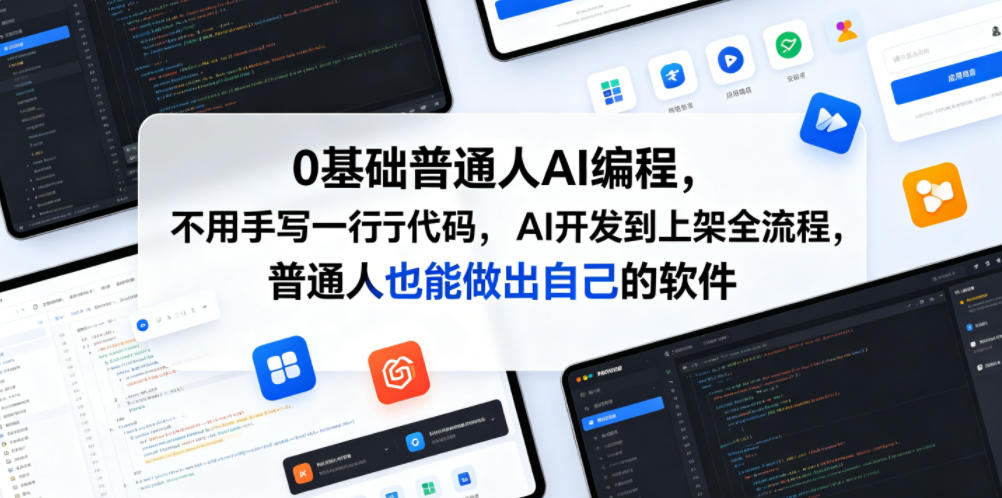0基础普通人AI编程，不用手写一行代码，AI开发到上架全流程，普通人也能做出自己的软件-hcnxn