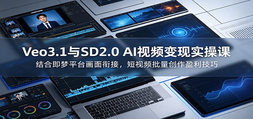 Veo3.1与SD2.0 AI视频变现实操课课：结合即梦平台画面衔接，短视频批量创作盈利技巧-hcnxn